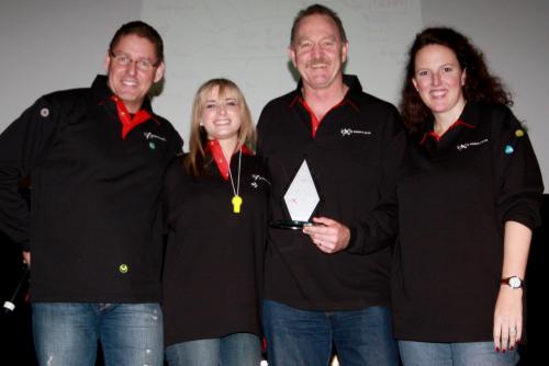 Butch Mawdsley and Aimee Bridgman receive their award from Nic Clark and Ryll Burgin-Doyle